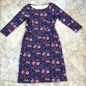 Boden Cougar and Flower Print Dress